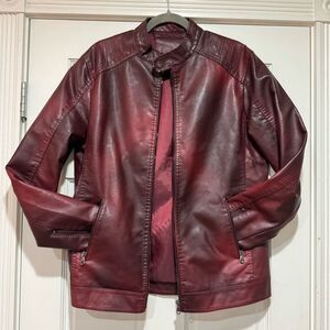 EUC Men’s Faux Red Leather Jacket Cosplay sz M